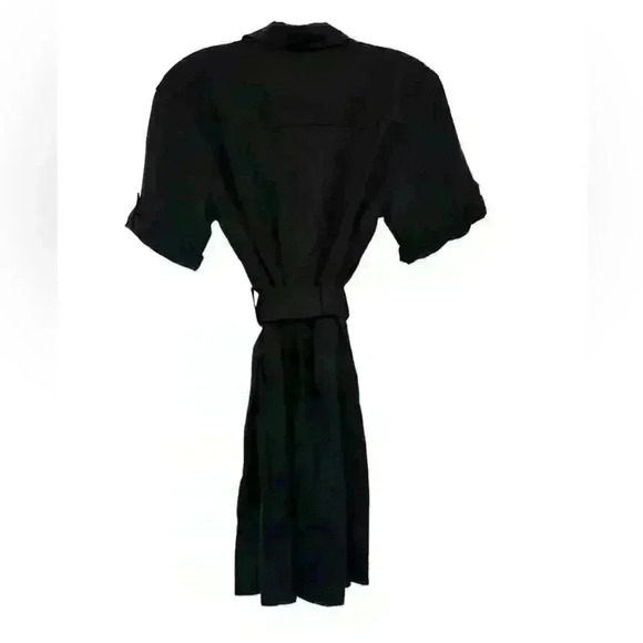 Los Angeles Atelier & Other Stories Black Button Down Dress Tie Wast Size 4 - Picture 6 of 7